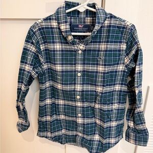 Vineyard Vines Green & Navy Plaid Button-Down Boys Shirt